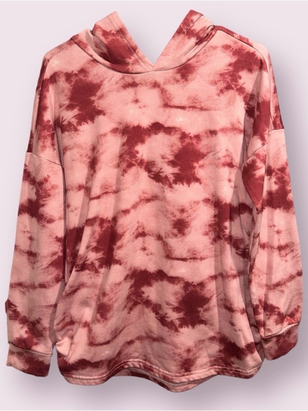 Pink Burgundy Tie Dye Maternity Hoodie Medium